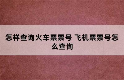 怎样查询火车票票号 飞机票票号怎么查询